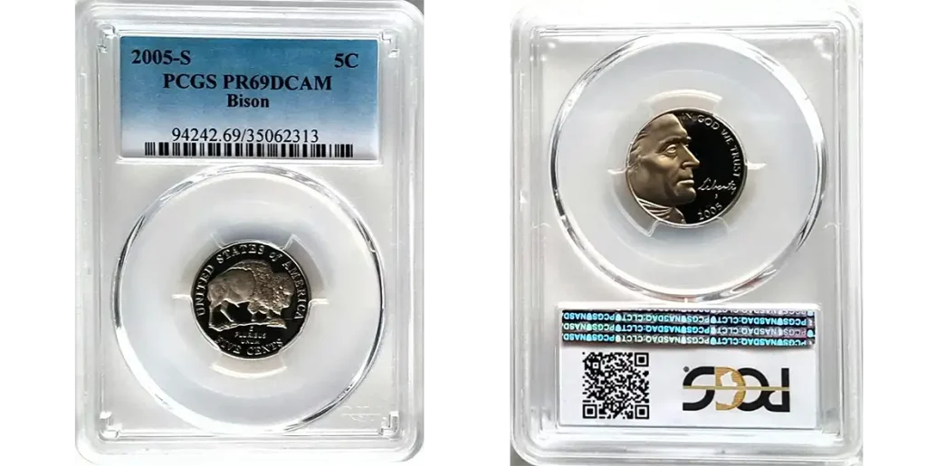 2005-S Buffalo Nickel proof pair in acrylic slab