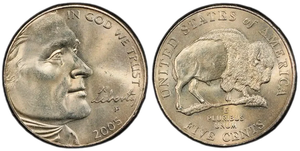 2005-P Buffalo Nickel PCGS MS image showing “P” mintmark and bison reverse
