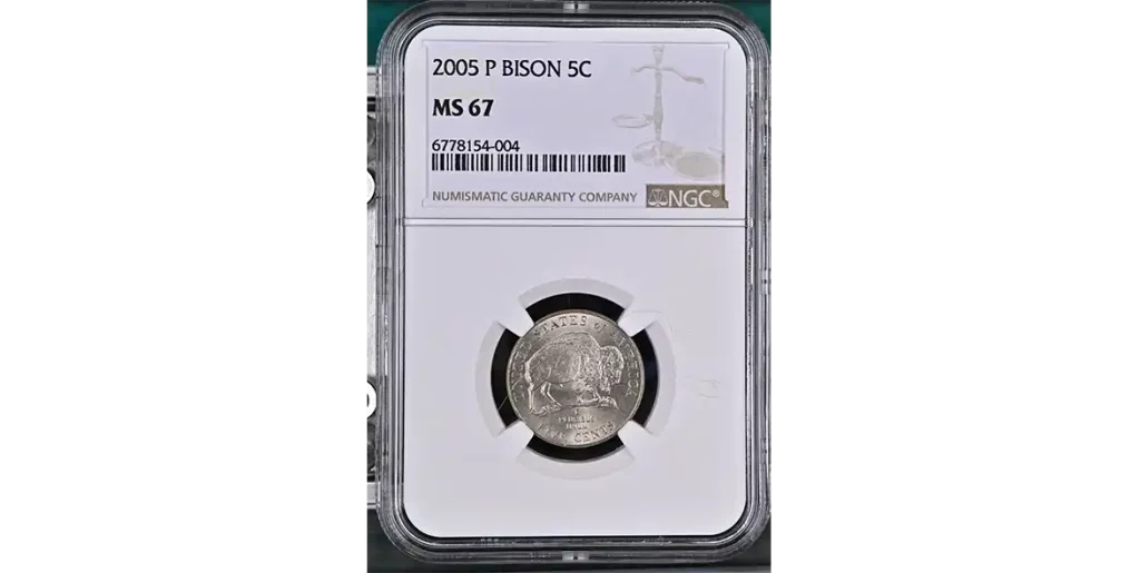 2005 Buffalo Nickel NGC photo highlighting Franki bison reverse