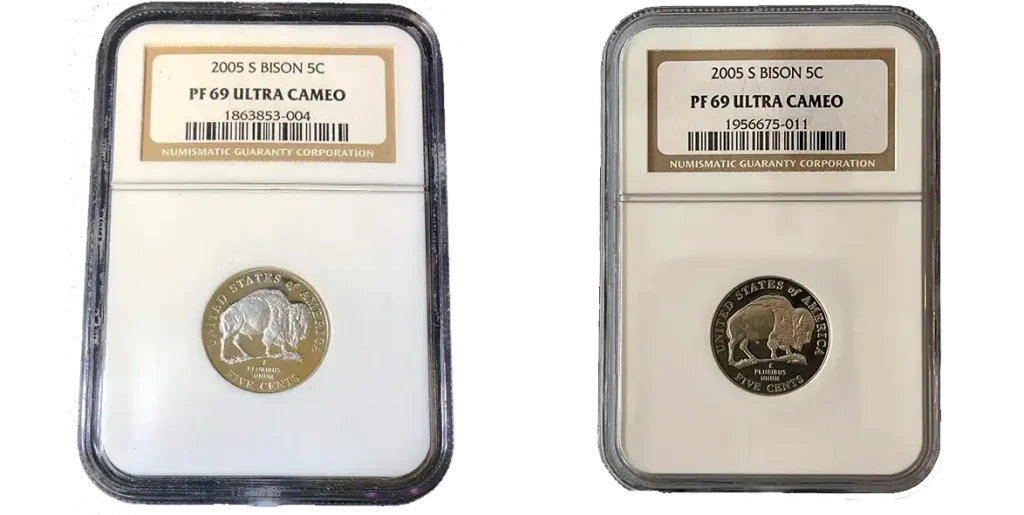 2005 Buffalo Nickel proof obverse & reverse in capsule