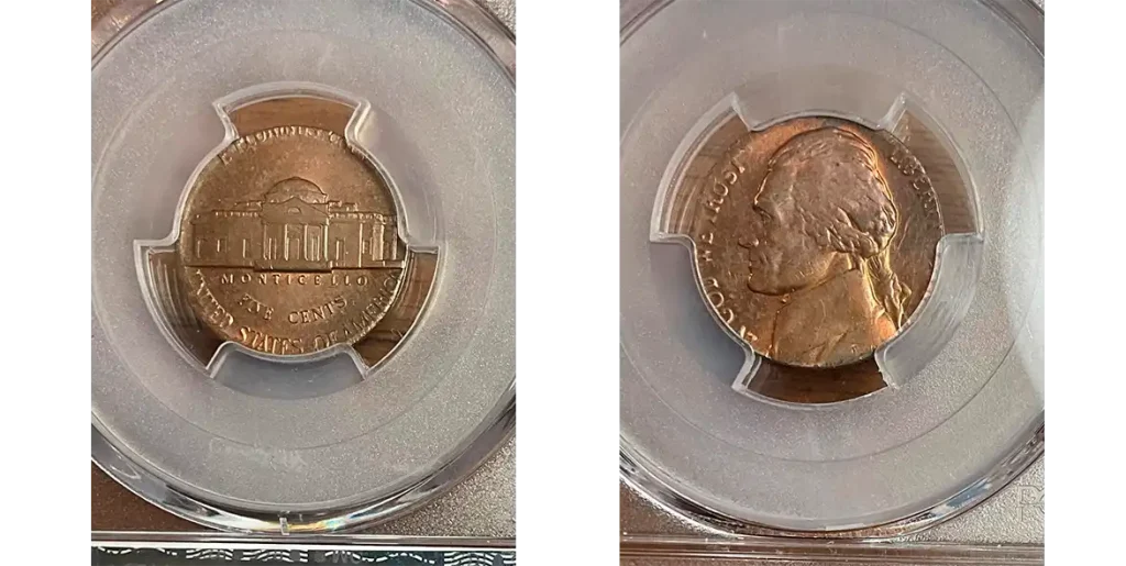 2005-D Speared Bison NGC MS64, crack through bison